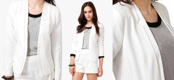 Blazer Branco c/ detalhe em Cetim